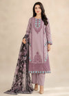 Mauve Embroidered Cambric Cotton Kurta Set with Printed Dupatta