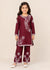 Kids Maroon Embroidered Cotton Kurta Set