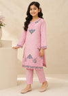 Girls Pink Embroidered Cotton Kurta Set