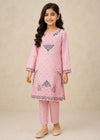 Girls Pink Embroidered Cotton Kurta Set