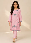 Girls Pink Embroidered Cotton Kurta Set