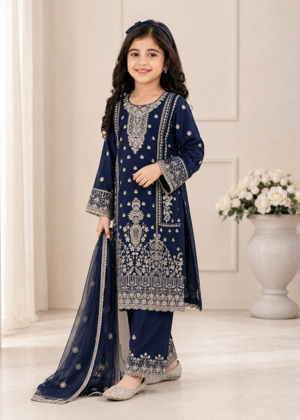 Ocean Navy – Luxury Kids 3PC Kurta Suit