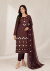 Mocha Muse – Brown Premium Embroidered Linen 3PC Suit with Chiffon Dupatta