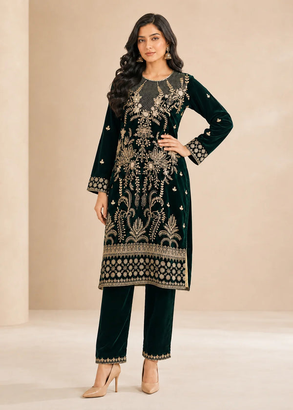 Verdant Noir | Dark Green Velvet Statement