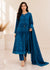 blue Luxury Embroidered Chiffon 3PC Maxi Set