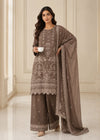 Caramel Glow – Premium Embroidered Chiffon 3PC Set