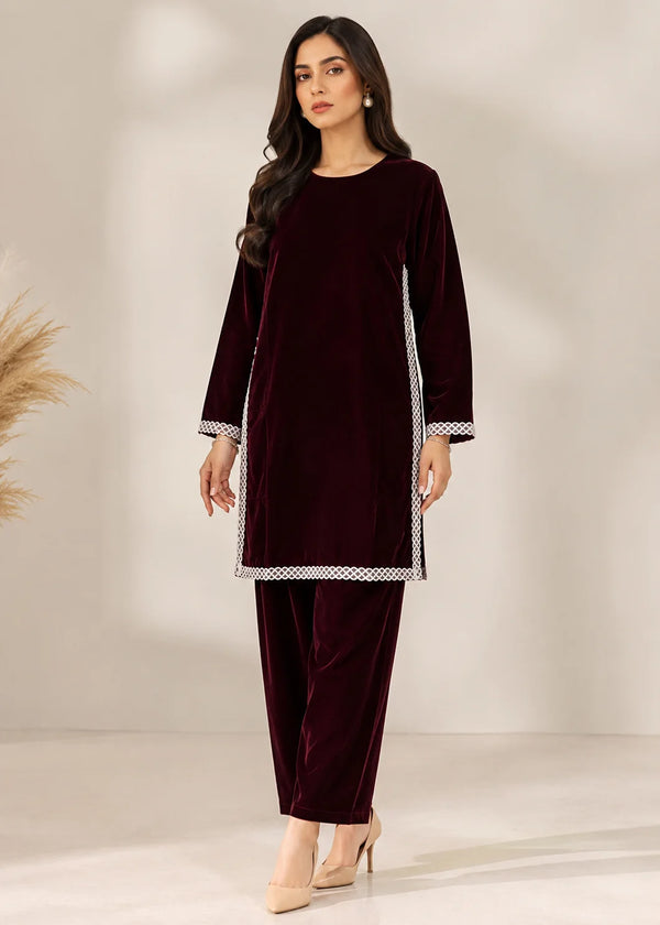 Maroon Opulence –Solid Maroon Velvet Ensemble