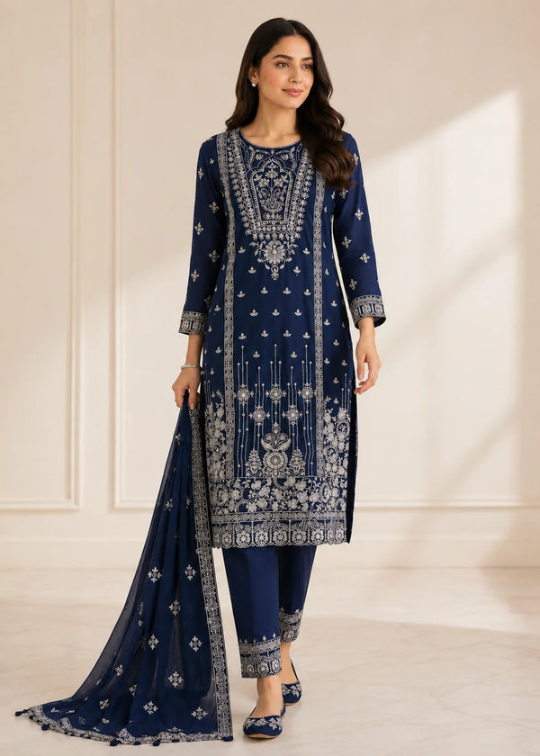 Royal Navy – Festive Embroidered Chiffon 3PC Set
