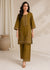 Elegant Olive Green Embroidered Jacquard Kurta Set with Plazzo