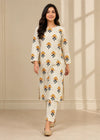 2 Pc Floral Printed Off-White lawn 2-Piece Co-ord Set