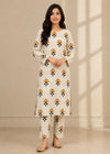 2 Pc Floral Printed Off-White lawn 2-Piece Co-ord Set