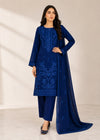 Embroidered Blue Lawn Kurta Set with Chiffon Dupatta