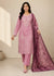 Mauve Embroidered Cotton Kurta Set with Printed Net Dupatta