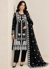 Elegant Black Embroidered Chiffon Kurta Set
