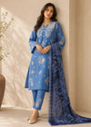 Light Blue Embroidered Cotton Kurta Set with Printed Net Dupatta