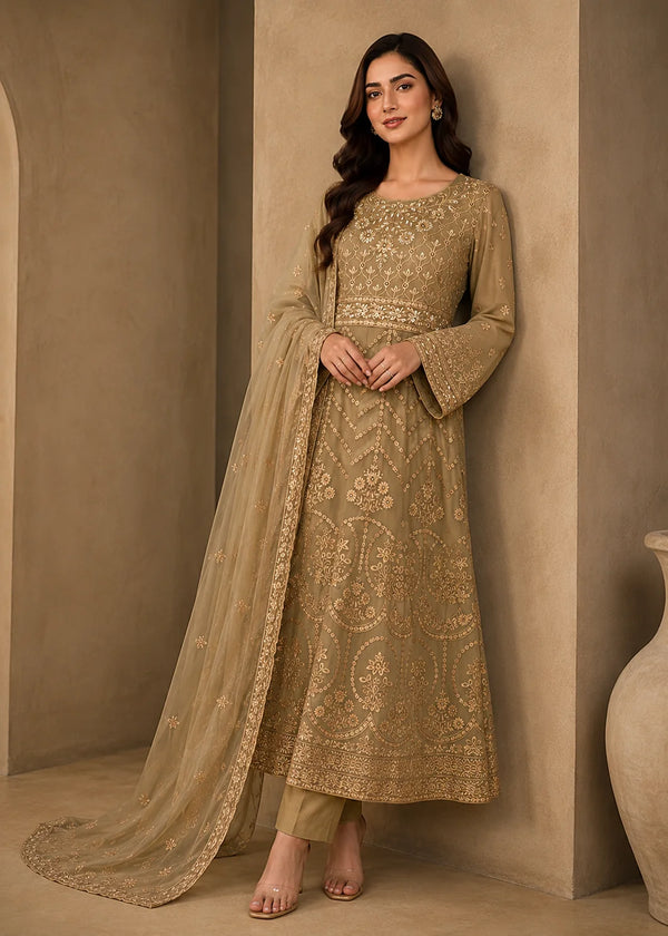 Sage Green Embroidered Maxi 3PC