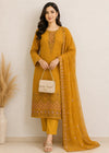 Sunshine Elegance – Mustard Embroidered 3-Pc Suit