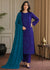 Purple Embroidered Linen Kurta Set with Teal Chiffon Dupatta