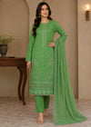 Lime Green Embroidered Lawn Cotton Kurta Set with Chiffon Dupata