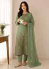 Sage Green Embroidered Kurta Set with Chiffon Dupatta