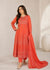 Coral OrangeEmbroidered Chiffon Maxi 3PC – Sequin Work Formal Dress Set
