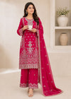 Magenta – Stone Work & Embroidered 3PC Chiffon Set