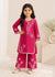 Kids Hot Pink Embroidered Cotton Kurta Set