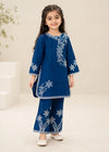 Cobalt Blue Embroidered Cotton Kurta Set for Girls
