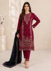 Crimson Maroon – Hand Embellished Chiffon Suit with Dupatta