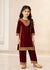 Maroon Kattan Silk Kids Formal Kurta Set