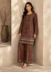 Elegant Brown Embroidered Kurta Set with Straight Trousers
