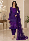 Lavender Royale – Purple Premium Embroidered Linen 3PC Dress with Chiffon Dupatta