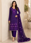 Lavender Royale – Purple Premium Embroidered Linen 3PC Dress with Chiffon Dupatta