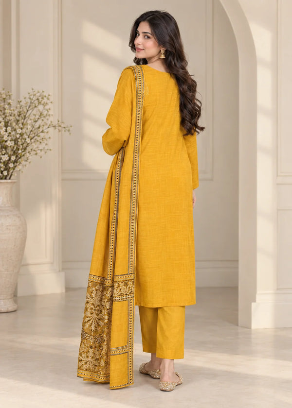 Elegant Mustard Embroidered Kurta Set with Dupatta