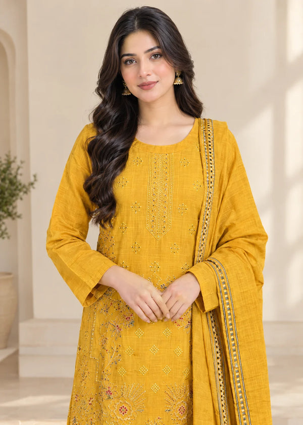 Elegant Mustard Embroidered Kurta Set with Dupatta