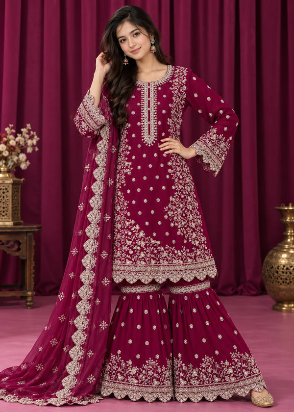 Rang-o-Noor — Gul-e-Rang Magenta Festive Gharara