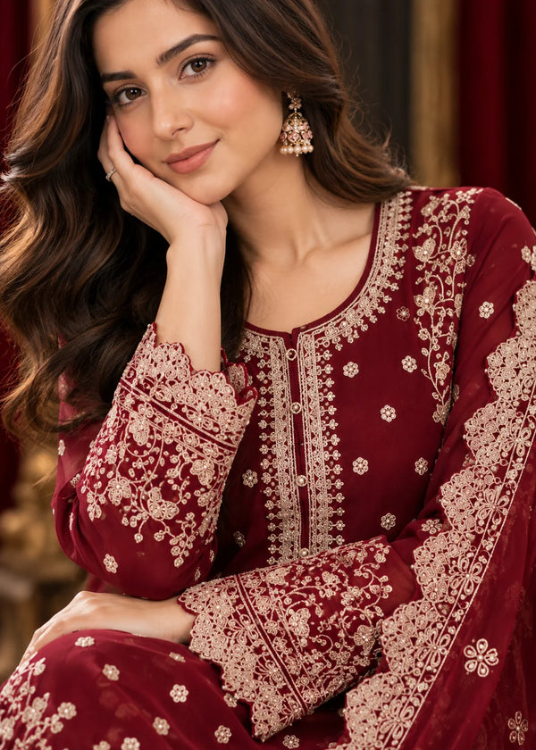 Rang-o-Noor — Laal Anmol Maroon Festive Gharara