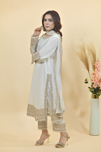 Off White Luxury Embroidered Occasion Edit 3PC Kurta Set