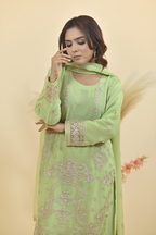 Pale Mint Green Luxury Embroidered Occasion Edit 3PC Kurta Set