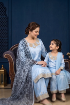 Azure Harmony – Mommy & Me Luxury Silk 3PC Matching Set