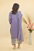 Soft Lilac Purple Luxury Embroidered Occasion Edit 3PC Kurta Set