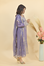 Soft Lilac Purple Luxury Embroidered Occasion Edit 3PC Kurta Set