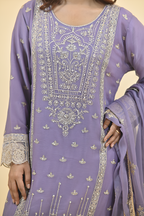 Soft Lilac Purple Luxury Embroidered Occasion Edit 3PC Kurta Set