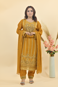 Golden Yellow Luxury Embroidered Occasion Edit 3PC Kurta Set