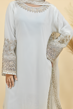 Off White Luxury Embroidered Occasion Edit 3PC Kurta Set