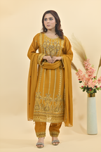 Golden Yellow Luxury Embroidered Occasion Edit 3PC Kurta Set