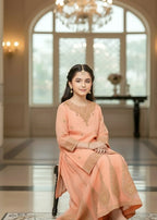 Gulnaar Peach Organza Festive Lehenga – Kids