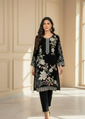 Zarposh Navy – 2PC Velvet Back Embroidered with Plain Trouser