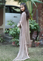 Little Brown Noor – Embroidered Chiffon Kids Kurta 3PC