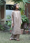 Little Brown Noor – Embroidered Chiffon Kids Kurta 3PC